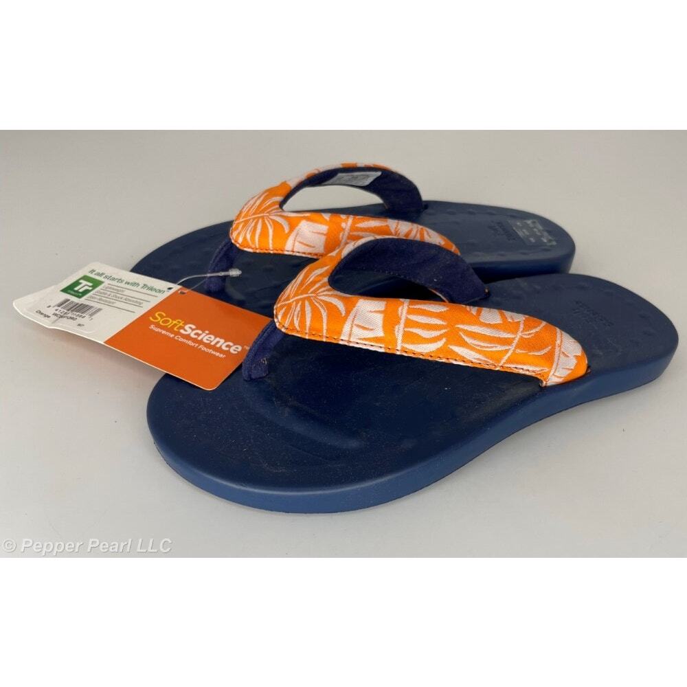 Flip Flop Thong Sandal Orange Womens Size 5.5 to 6 Soft Science Waterfall Palm
